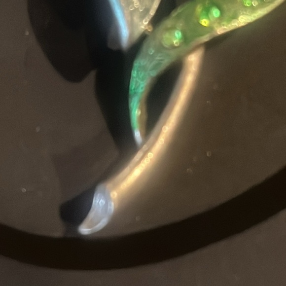 "JJ" Jonette Jewelry Silver Pewter BEAUTIFUL Blue/green Crystal Flower Pin - Picture 4 of 7